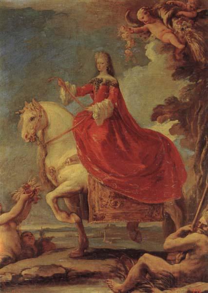 Luca Giordano Equestrian Portrait of Mariana of Neuburg Germany oil painting art